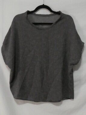 Handmade Grey Boxy Knit Top - Oversized Dolman Sleeve - P2P 26"
